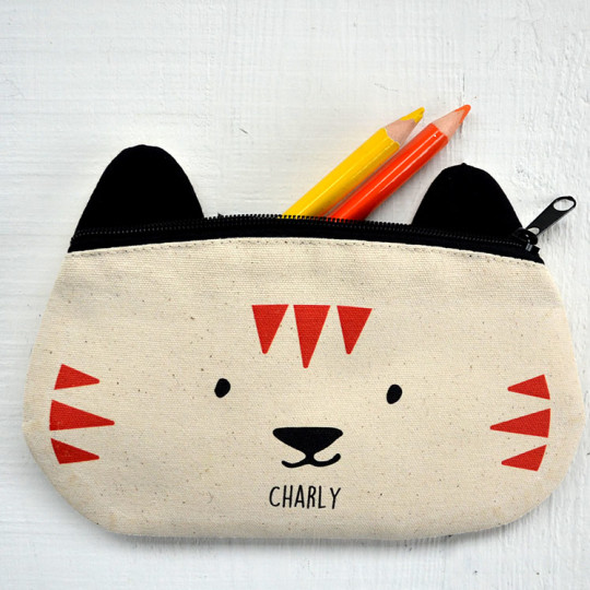 chidlren personalised pencil case tiger